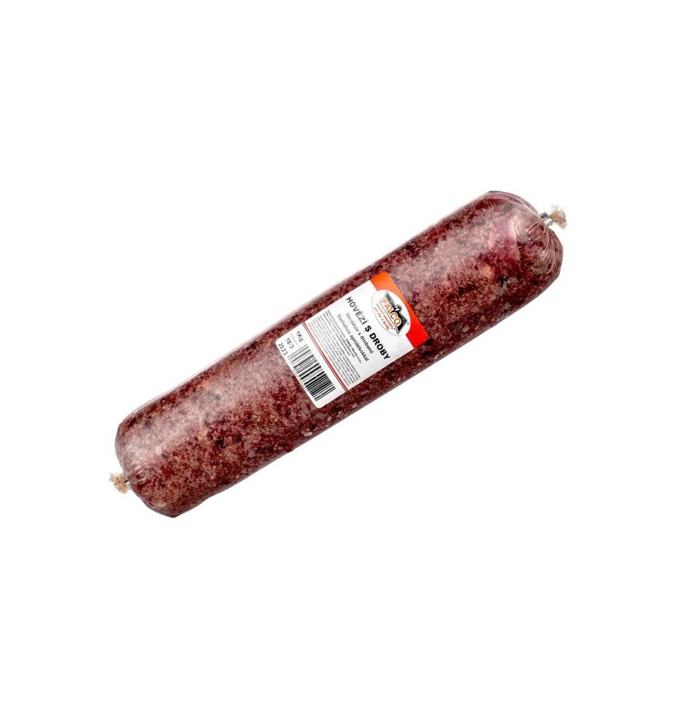 BARF Mięso wołowe mielone z podrobami - salami - 1kg