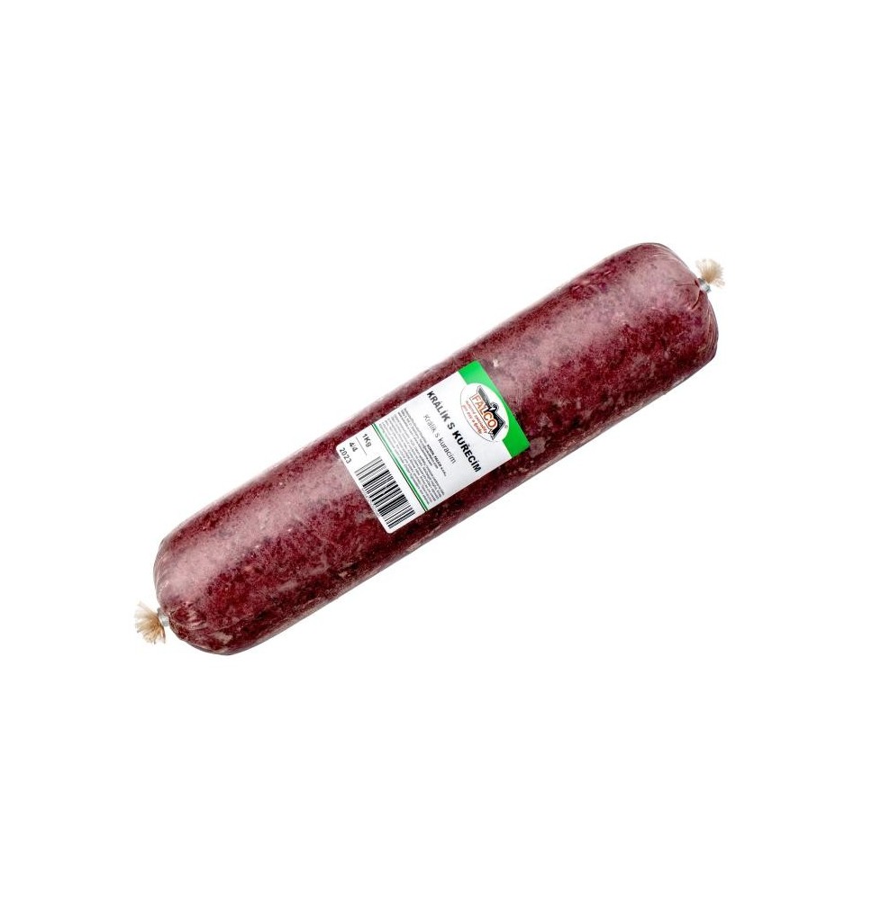 BARF Królik z kurczakiem mielony - salami - 1kg