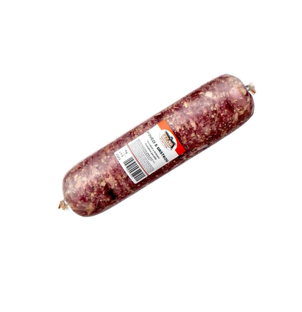 BARF Mięso wołowe z flakami (żwaczami) - salami 1kg