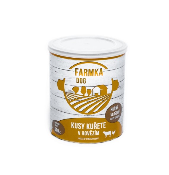FALCO Farmka DOG wołowina kawałki mięsa kurczaka 800g