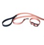 Zestaw spacerowy: obroża + smycz  PVC 20 mm róż-granat