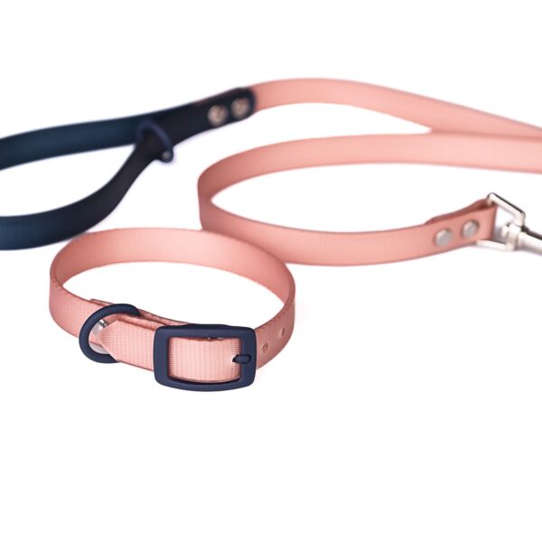 Zestaw spacerowy: obroża + smycz PVC 20 mm róż-granat