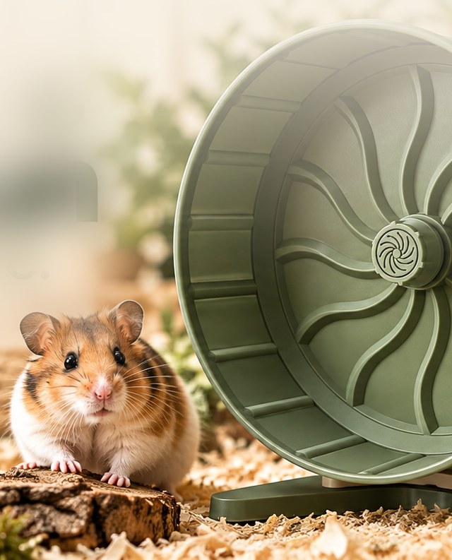 Chomik przy cichym kołowrotku HamsterRun